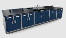 Rectangle Laboratory Bench Black and Blue_0