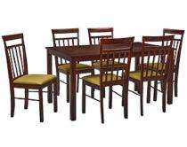Wooden 6 Seater Modern Dining Table Set Rectangular Brown_0