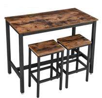 Wooden 2 Seater Modern Dining Table Set Rectangular Brown_0