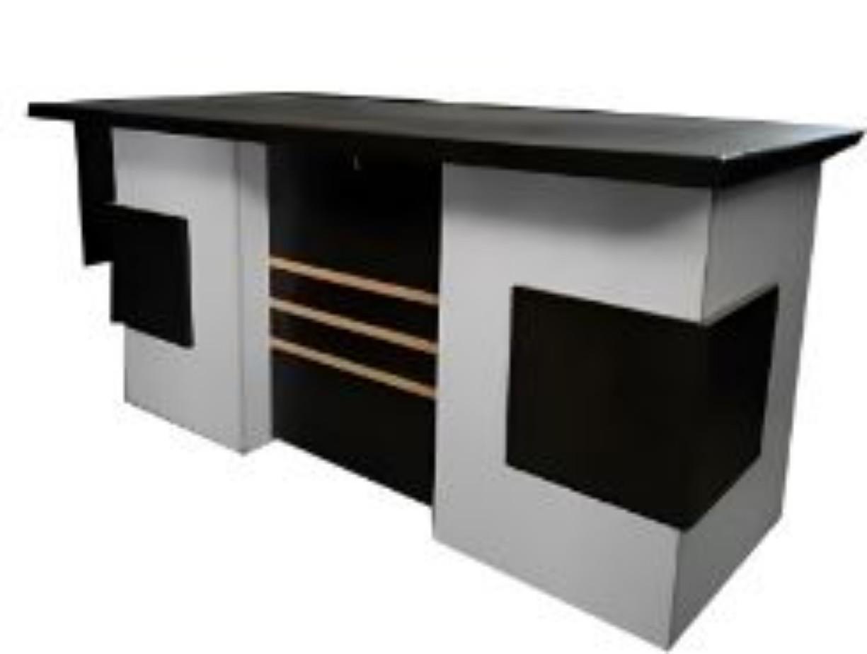 Reception Office Tables Brown and White Wooden_0