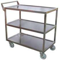 Stainless Steel 3 Vessel Food Serving Trolley Silver_0