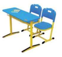 Wooden and Iron 2 Seater Student Bench Desk_0