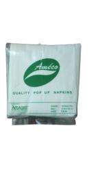 Ameco Plain Paper Pop Up Napkins 10 x 20 cm White_0