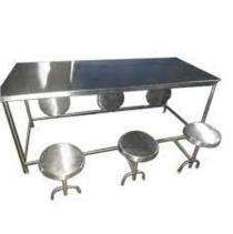 Stainless Steel 6 Seater Canteen Dining Table Folding Chair Silver_0