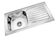 Nelco Stainless Steel Kitchen Sink Single Bowl with Drain Board TE-11 37 x 18 x 7 inch_0