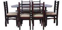 Teakwood 6 Seater Modern Dining Table Set Rectangular Brown_0