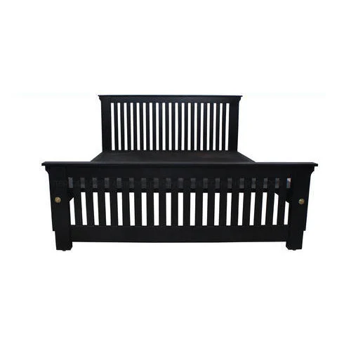 Teak Wood Modern Double Bed 78 x 72 inch Black_0