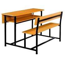 Wooden and Iron 2 Seater Student Bench Desk_0