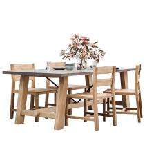 Wooden 4 Seater Modern Dining Table Set Rectangular Brown_0