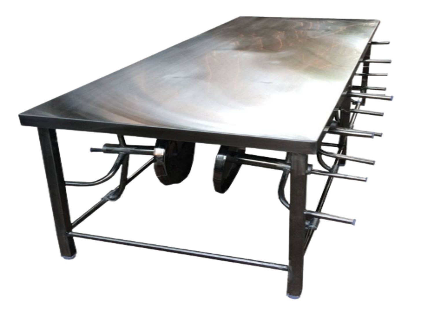 Stainless Steel 8 Seater Canteen Dining Table Folding Chair Silver_1