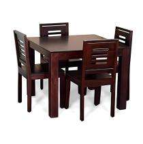 Wooden 4 Seater Traditional Dining Table Set Rectangular Brown_0