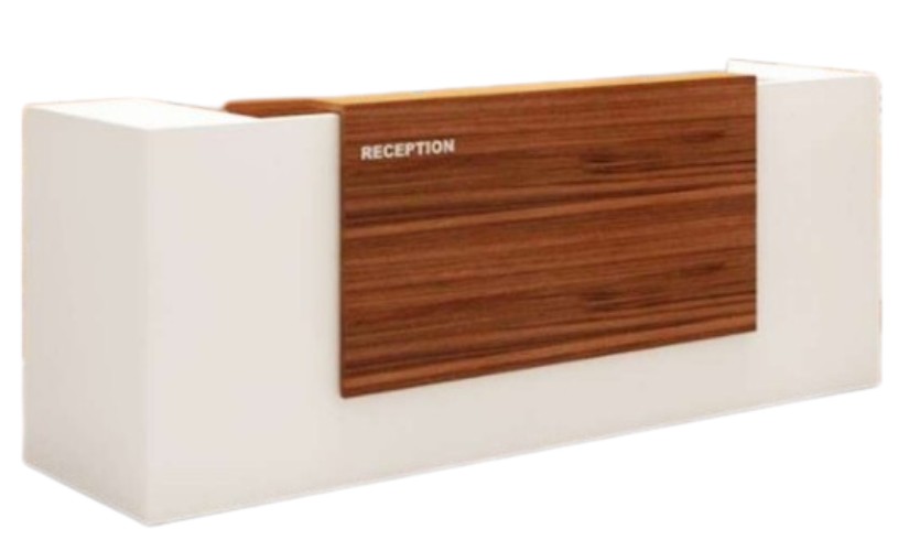 Reception Office Tables White and Brown Wooden_0