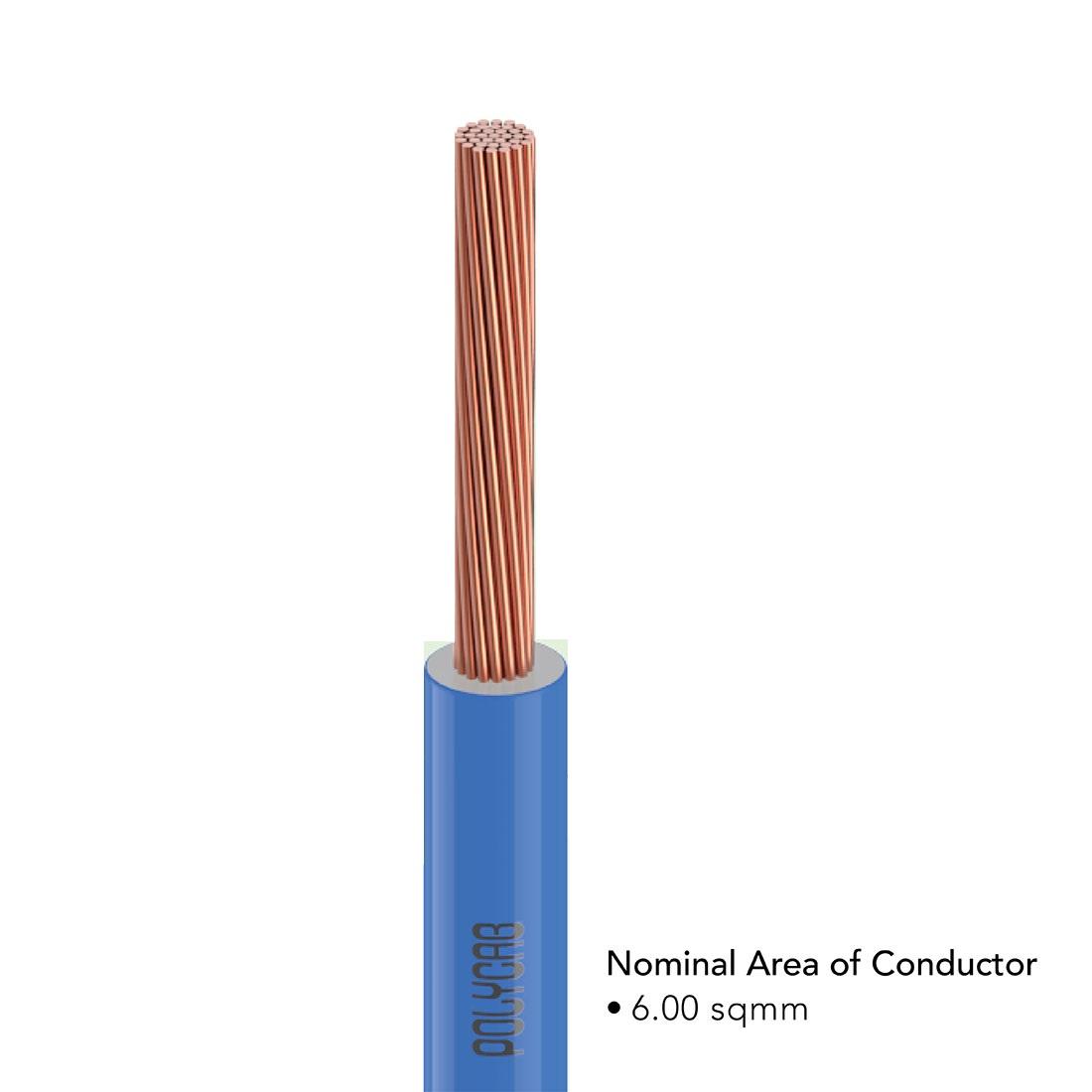 Polycab 6 sqmm Stranded Electric Wire Blue 90 m_1