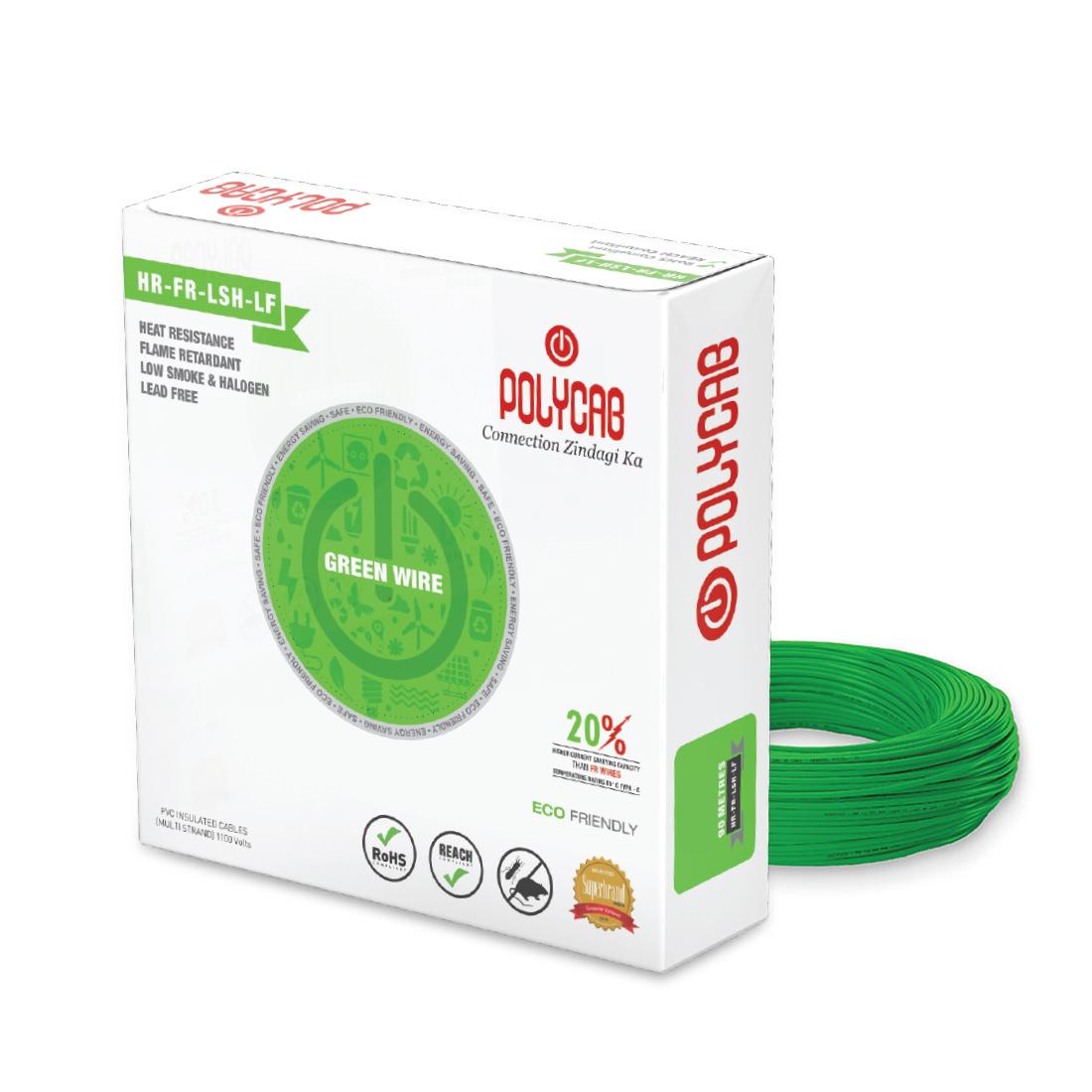 Polycab 6 sqmm Stranded Electric Wire Green 90 m_0