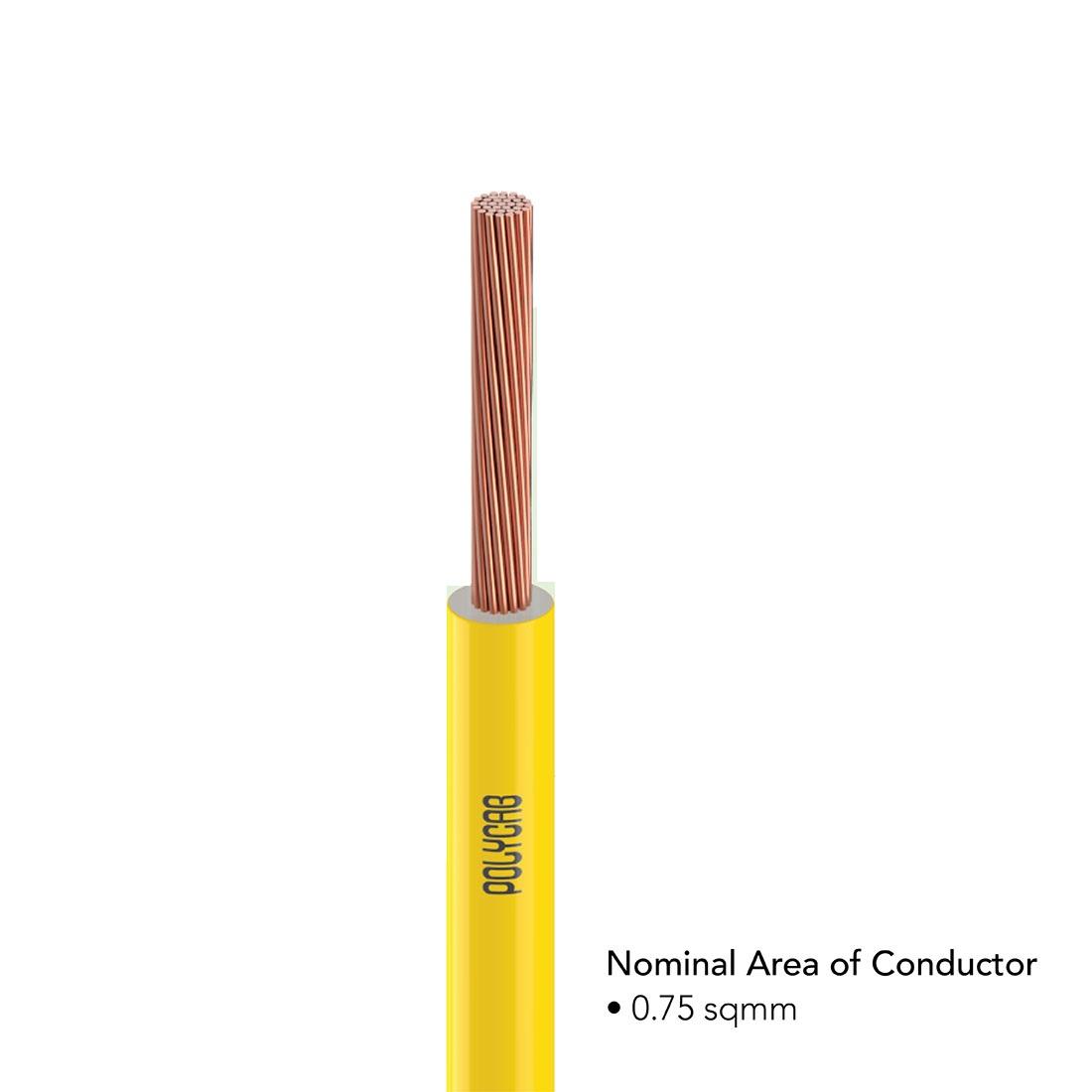 Polycab 0.75 sqmm Stranded Electric Wire Yellow 90 m_2