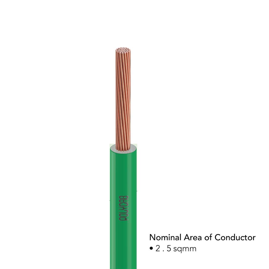 Polycab 2.5 sqmm Stranded Electric Wire Green 90 m_2