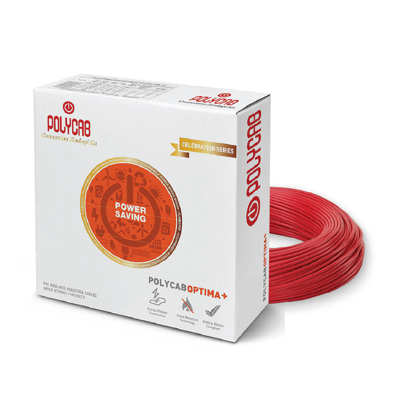 Polycab 0.75 sqmm FRLF Optima+ Electric Wire Red 90 m_0