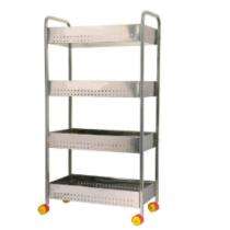 Stainless Steel 4 Shelves Vegetable Rack Trolley 70 x 30 x 120 cm_0