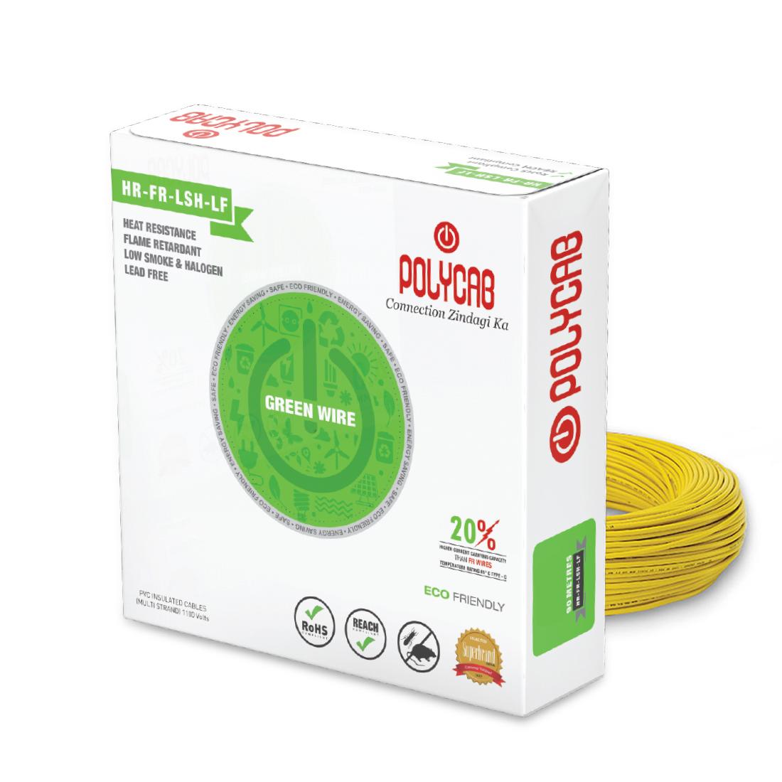 Polycab 1 sqmm Stranded Electric Wire Yellow 90 m_0