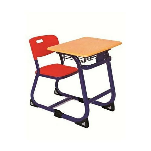 Wooden and Mild Steel 1 Seater Student Bench Desk 2 x 2 x 3 ft_0