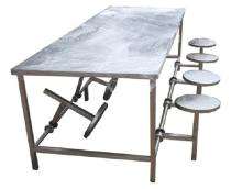 Stainless Steel 8 Seater Canteen Dining Table Folding Chair Silver_0