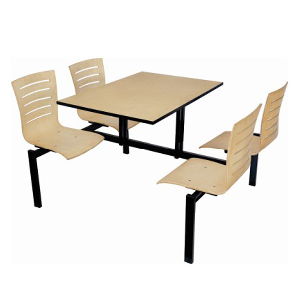 Neeman Metal 4 Seater Canteen Dining Table Fixed Chair Beige_0