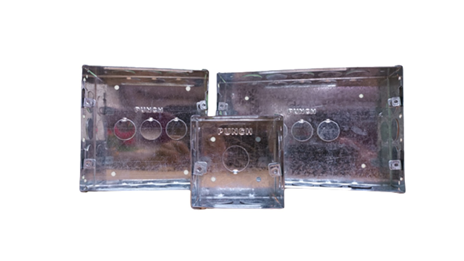 PUNCH Galvanized Iron Silver 12 Module 12 Ways Modular Gang Box_0