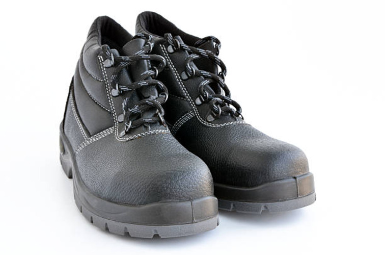 6007 FG SD Leather Plain Toe Safety Shoes Black_0