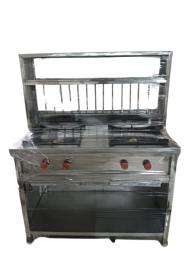Range Counter 2 Burner Commercial Gas Stove Stainless Steel Silver_0