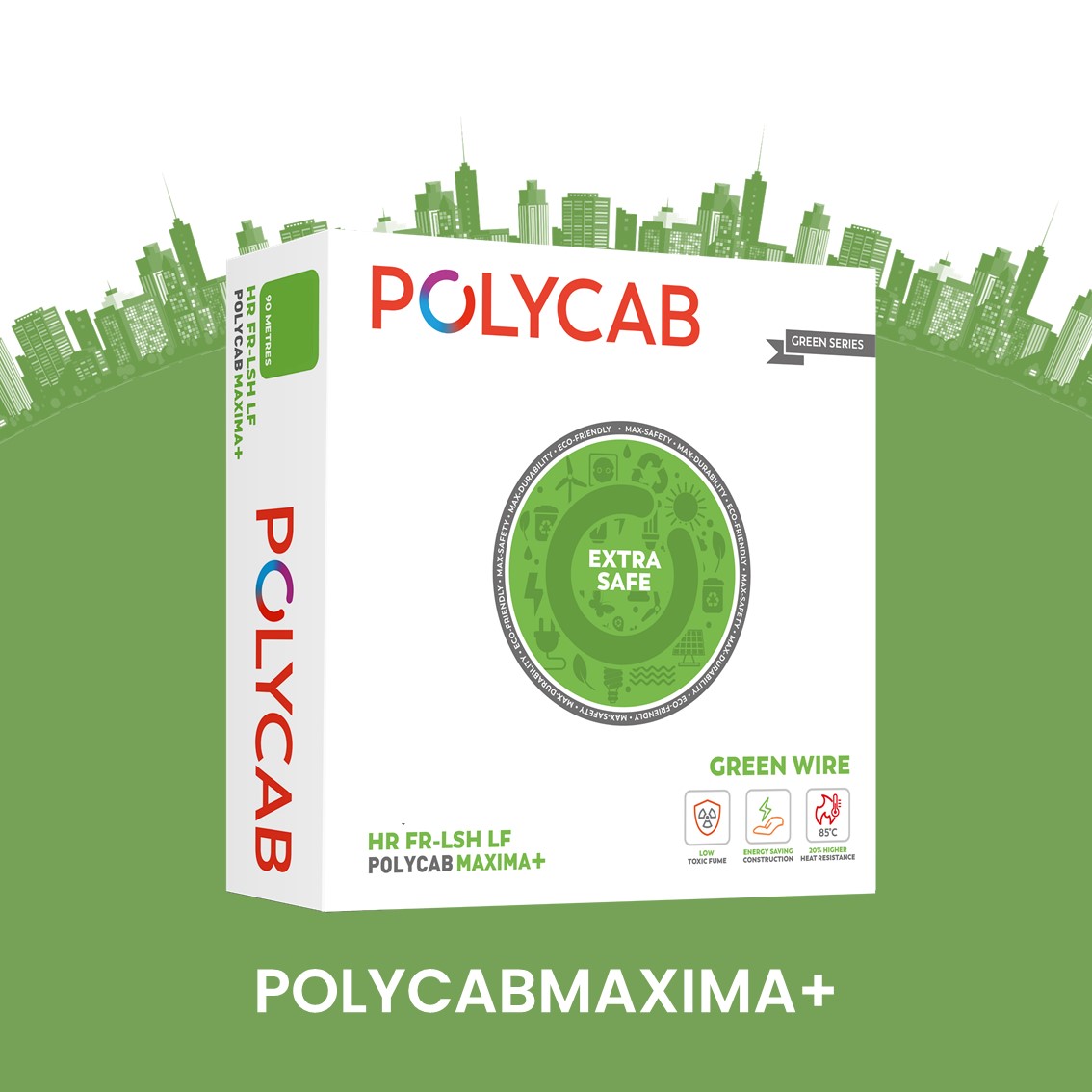 Polycab 0.75 sqmm MAXIMA+ HR FR LSH LF Electric Wire Yellow 90 m_1