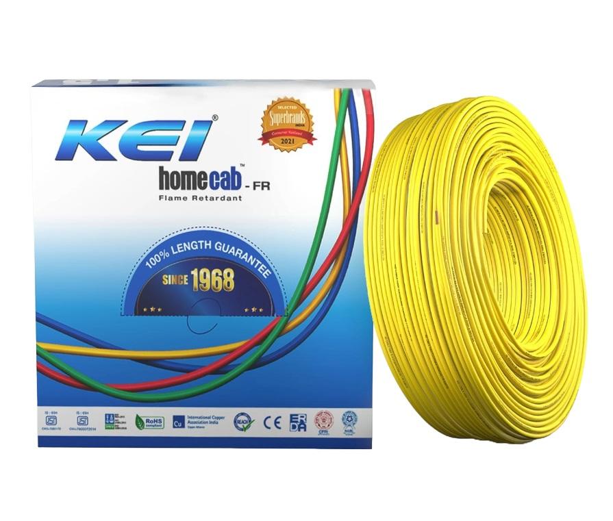 KEI 4 sqmm homecab FR Electric Wire Yellow 90 m_0
