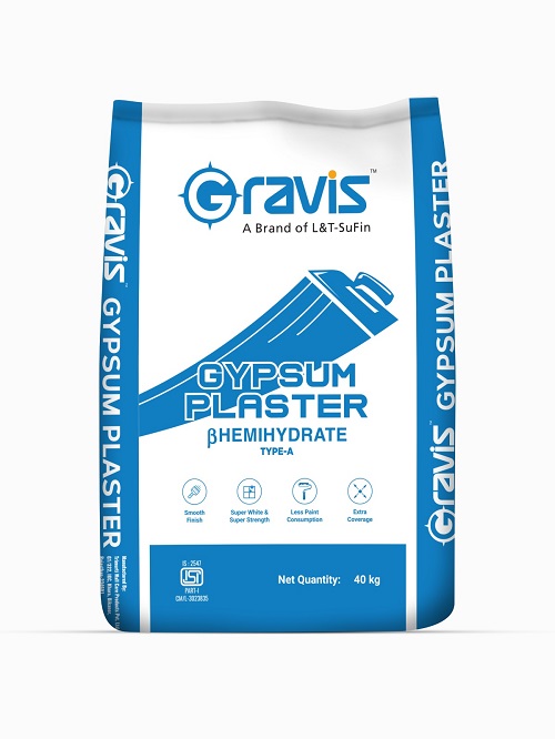 L&T Sufin Brand - Gravis Hemihydrate Type-A Building Gypsum Plasters 40 kg White_0