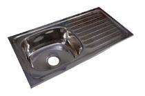 Navkar Stainless Steel Kitchen Sink Single Bowl with Drain Board SNMSBSD1832N1KMSL 18 x 32 x 8 inch_0