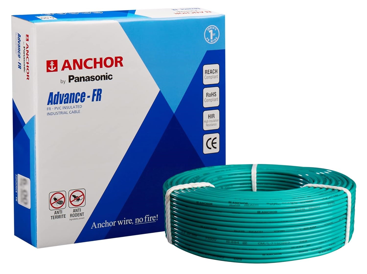 ANCHOR 0.75 sqmm Advance FR Electric Wire Green 90 m_0