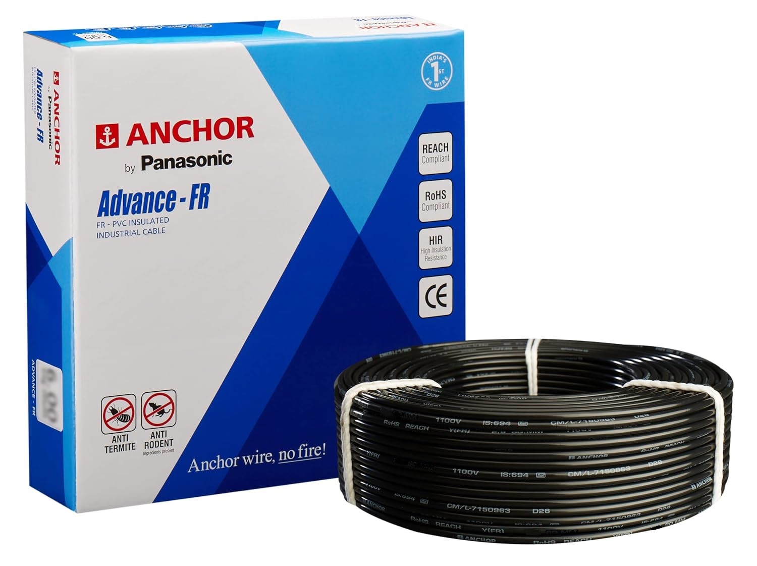 ANCHOR 1 sqmm Advance FR Electric Wire Black 90 m_0