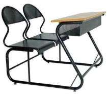 Wooden and Mild Steel 2 Seater Student Bench Desk_0