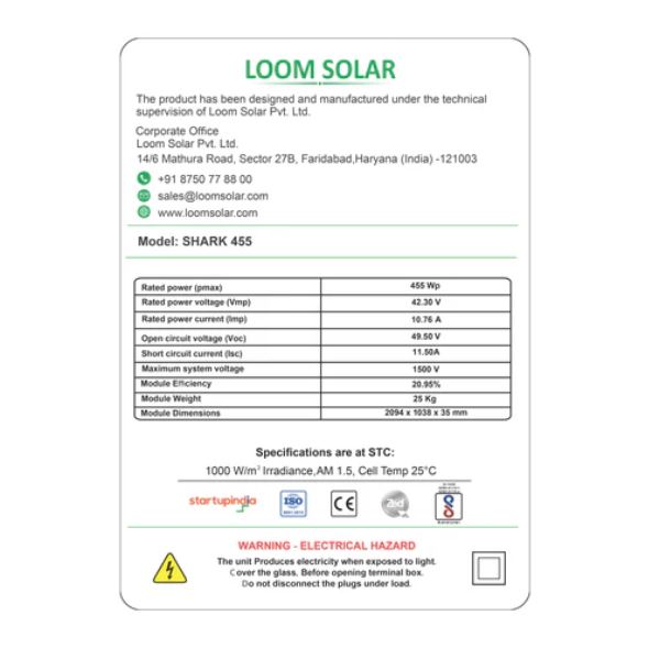 LOOM SOLAR 455 W 144 Mono PERC Solar Panel_3