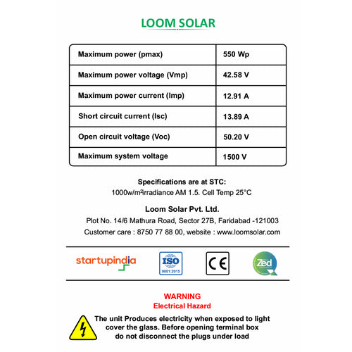 LOOM SOLAR 550 W 144 Mono PERC Solar Panel_3