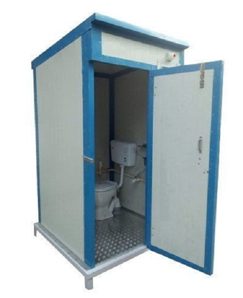 Saldar Mild Steel 7 ft Portable Toilet Cabin White and Blue_0